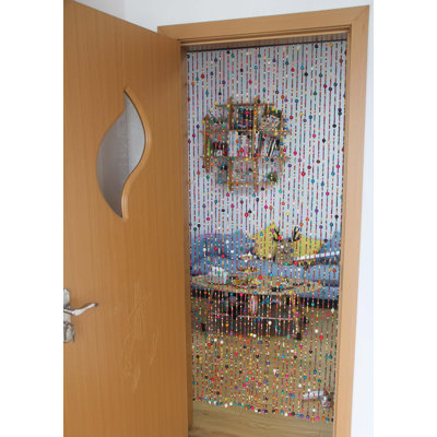 Rideau de 38 perles de couleur hippie 38 brins, rideaux suspendus en bois pour portes 36 pouces x 79 pouces (arc-en-ciel)