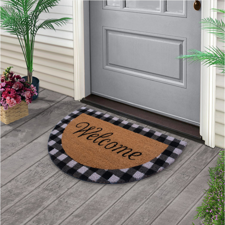 Half Round Door Mat Indoor Outdoor Doormat Low Profile Floor Mat Non-Slip  Washable Entrance Rug Durable Trap Dirt Carpet
