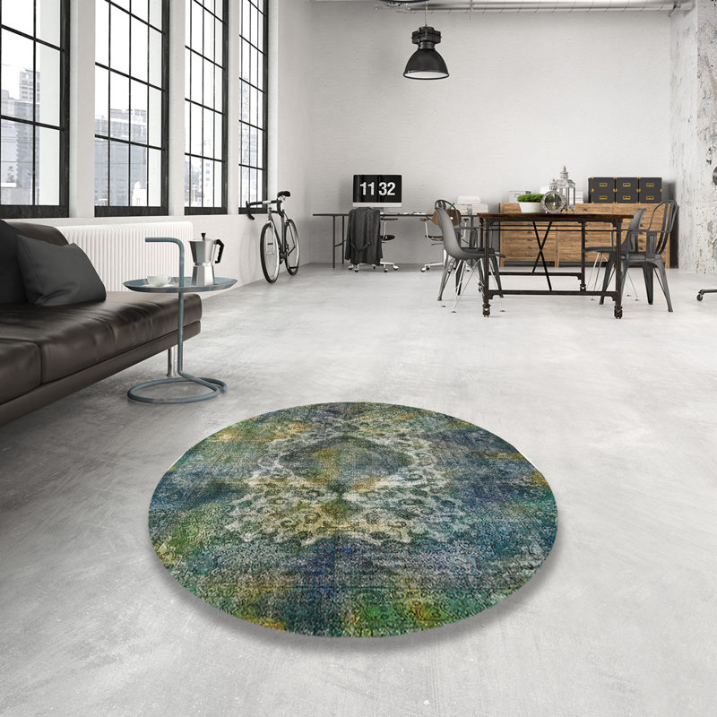 Tapis marocain tissé à la machine, Rond 8 pi