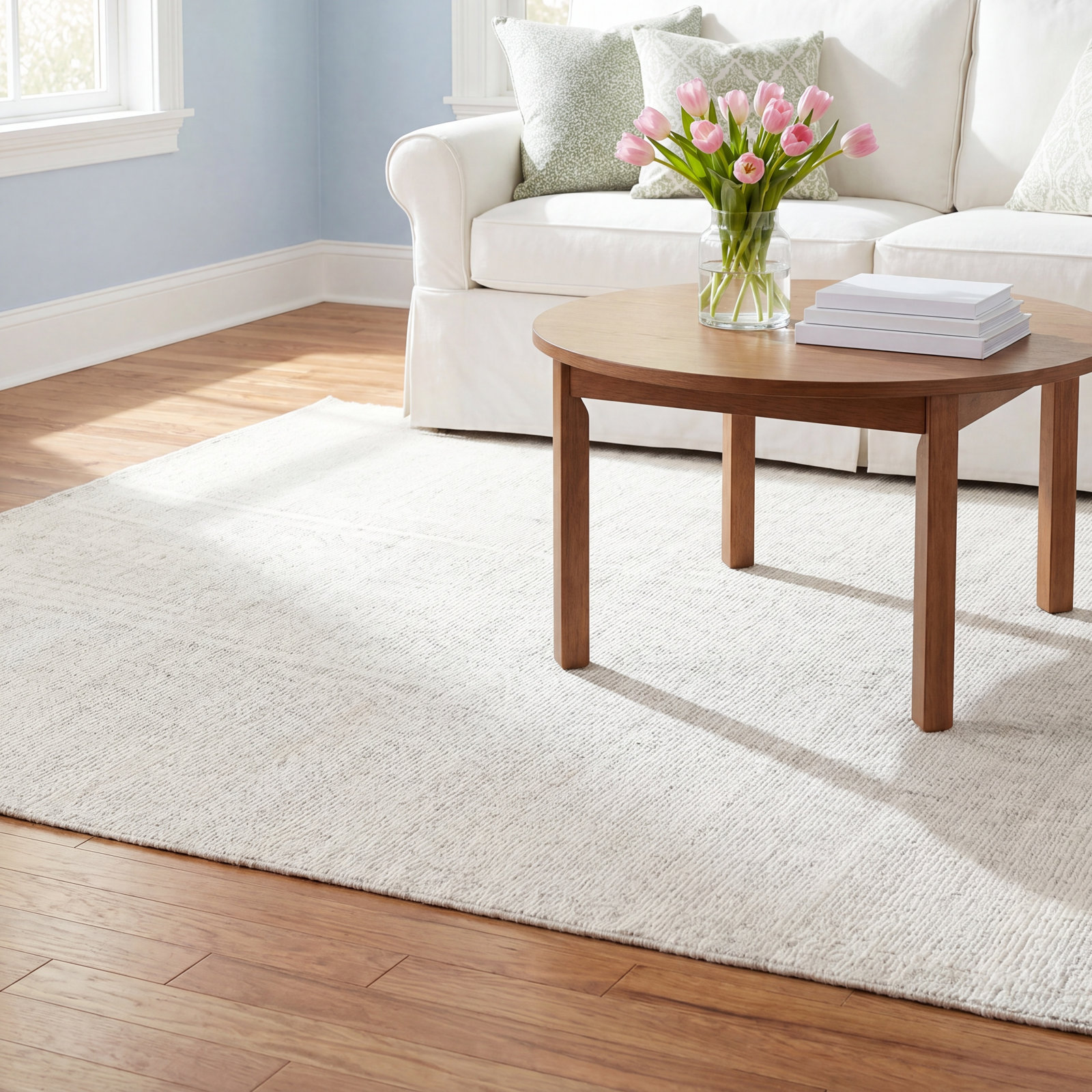 Crista White Gray Hand-Loomed Wool Rug, Rectangle 9' x 13'
