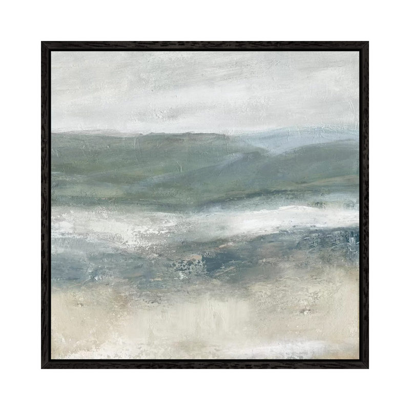 Rolling Oceanside II by Carol Robinson - Painting on Canvas, 45.72 cm H x 45.72 cm W, Black Framed