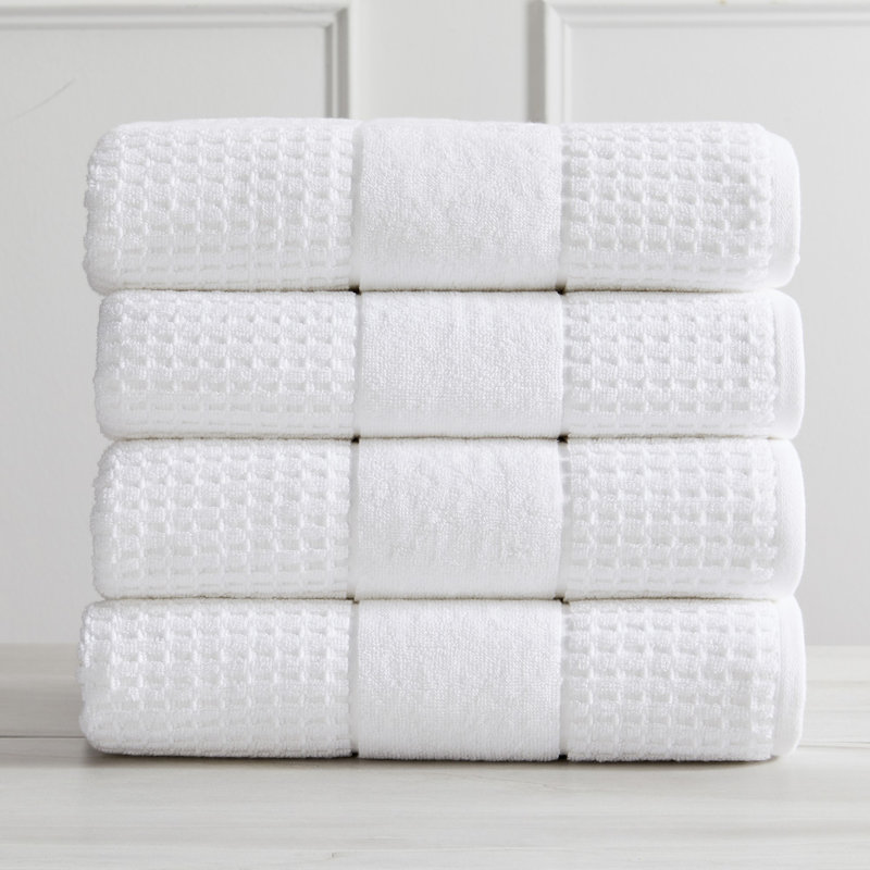 Aneko 100% Cotton Midweight Waffle Bath Towel, White