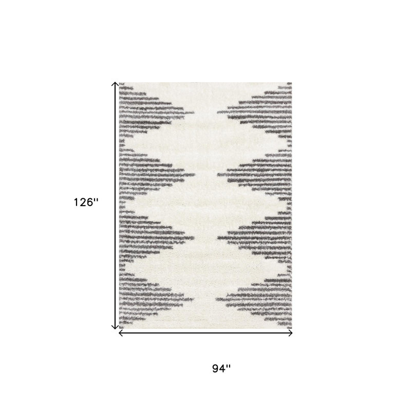 Tapis géométrique crème et gris 8 pi x 11 pi