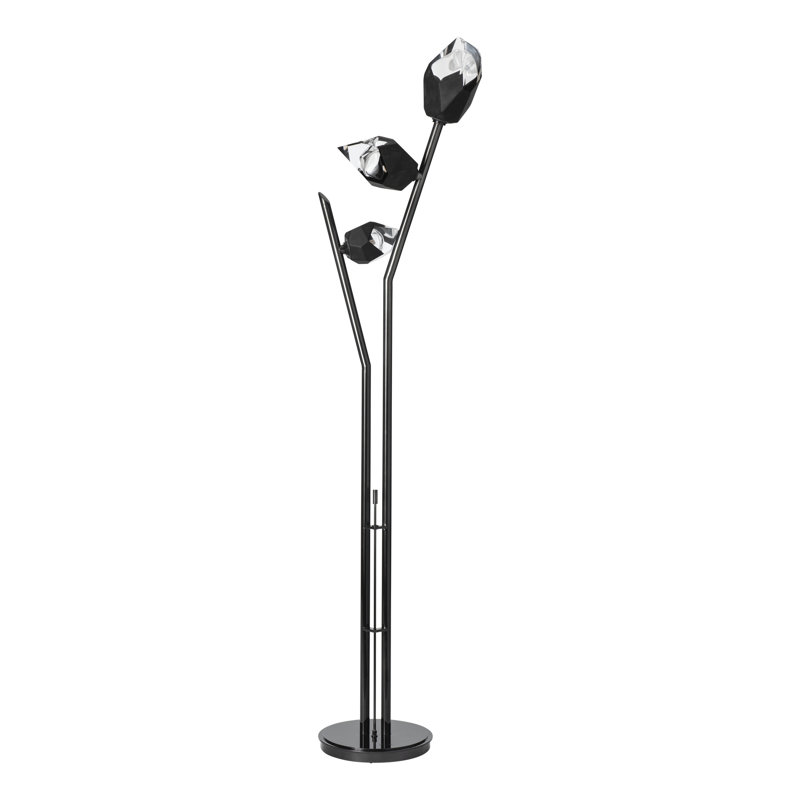 Chrysalis 74.4" Tree Floor Lamp, Black Polished Crystal, Black