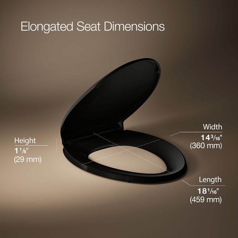 Glenbury Elongated Toilet Seat, Black, Ready Latch