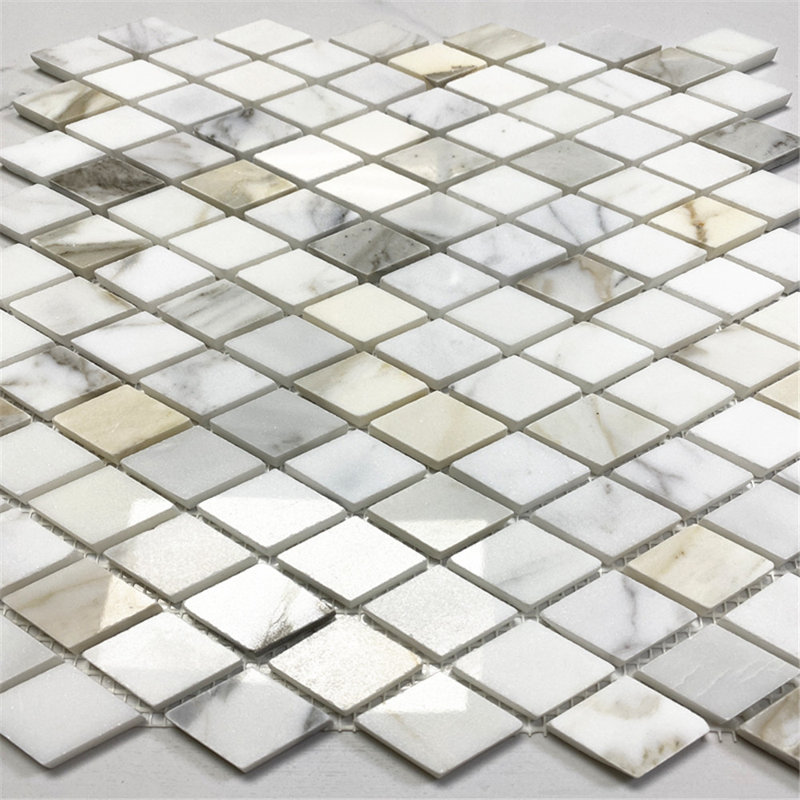 Calacatta 12" x 12" Marble Mosaic Tile, White/Gray