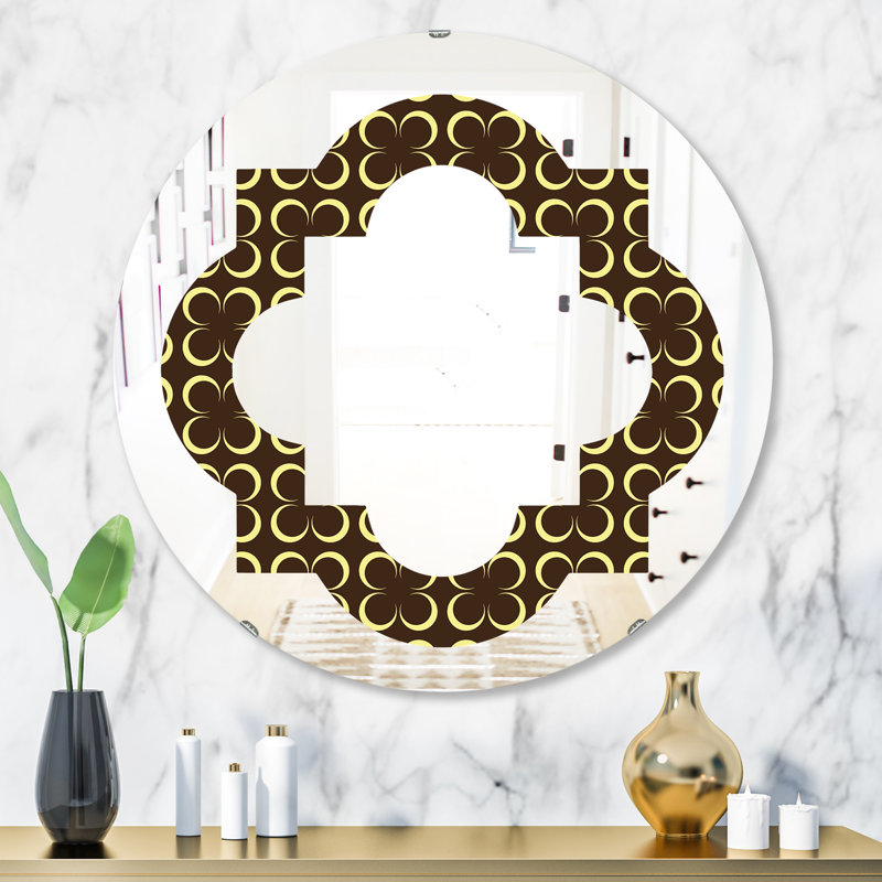 Miroir mural sans cadre quadrilobe floral rétro motif ii glam, H 31,5 po x l po