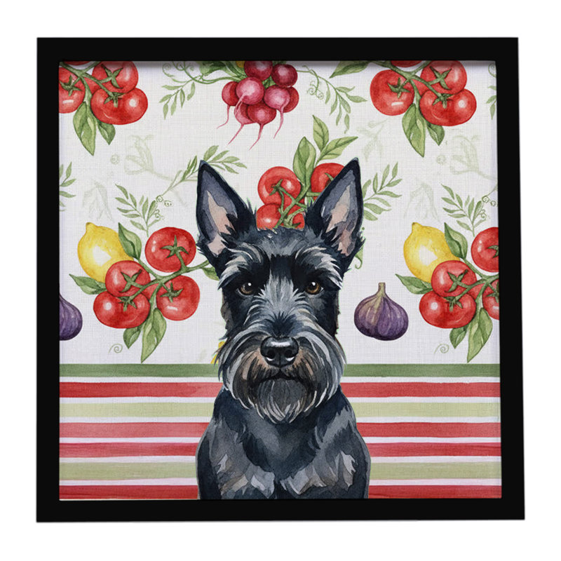 Scottish Terrier Vegetables Framed Metal Print