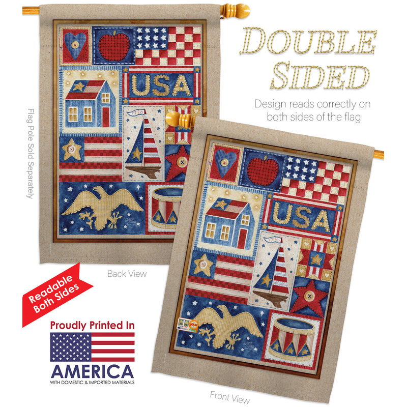 Double Sided 40'' H x 28'' W Polyester Independence Day House Flag