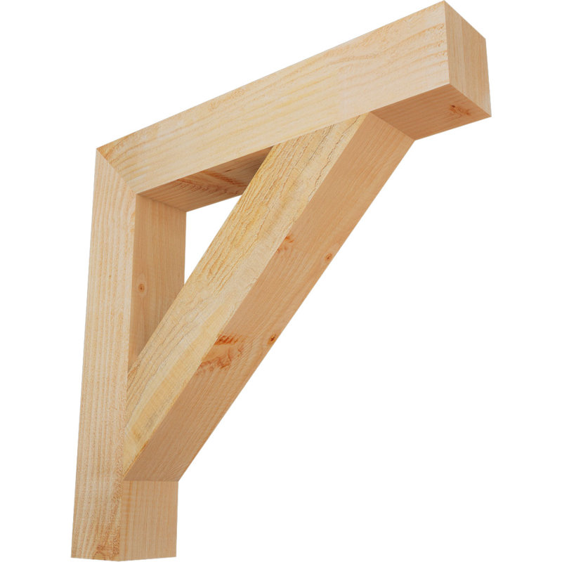 Traditional Block Bracket, Douglas Fir (Rough Sawn), 24" H x 4" W x 24" D