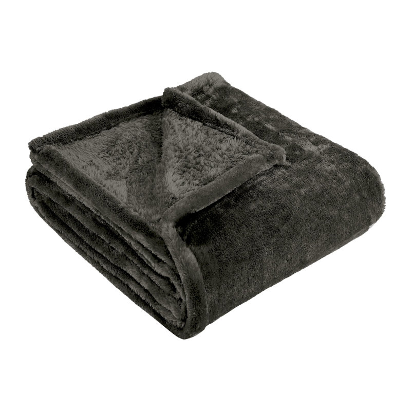 Couverture en molleton réversible toutes saisons de couleur unie et de qualité supérieure, Gris anthracite, Très grand