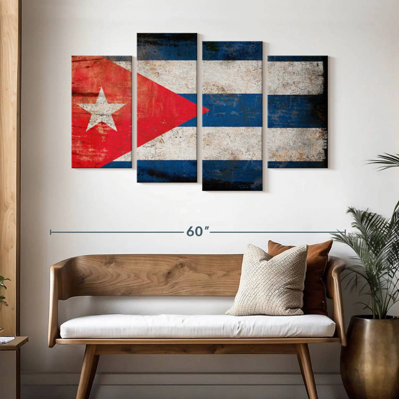Drapeau cubain antique Borges, H 32 po x l 52 po