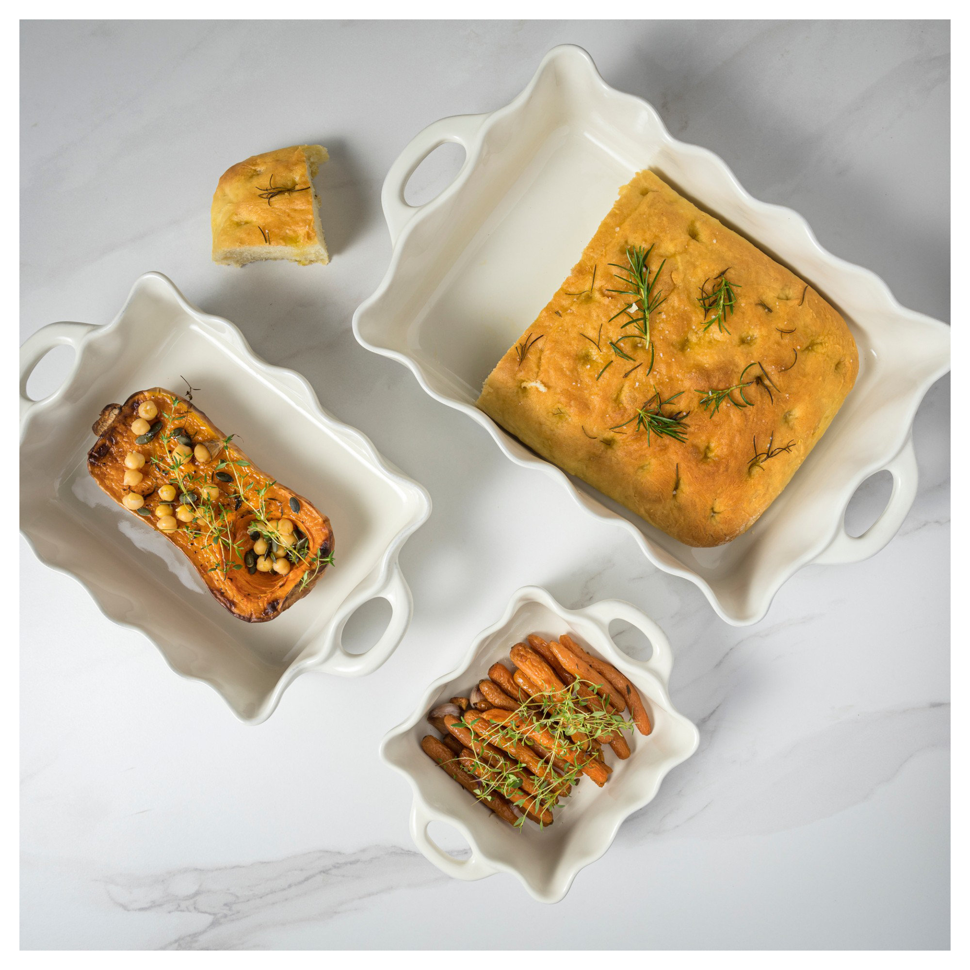 Cook & Host Rectangle Stoneware Baker, White