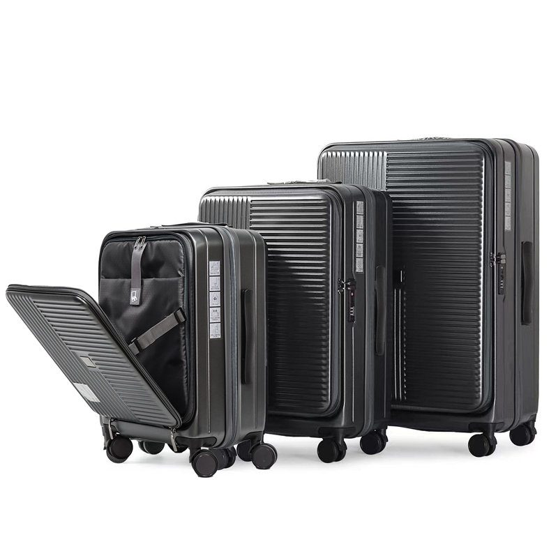 Luggage,with front opening,TSA approved lock,hardshell suitcase, Cement Gray