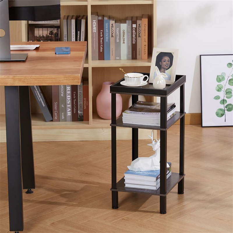 Top End Table with Storage, Gray