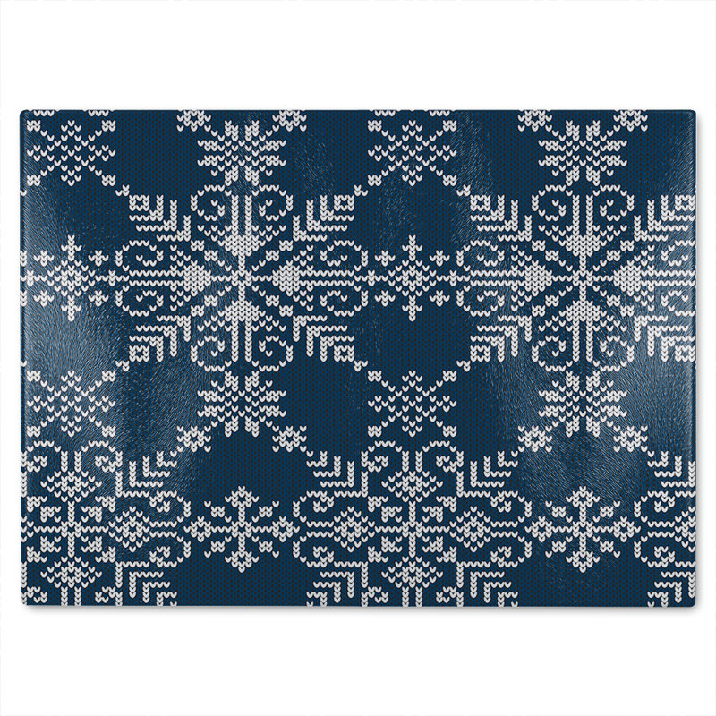 Knitted Pattern Of White Snowflakes Dining Glass Chopping Board, 40cm L x 28cm W