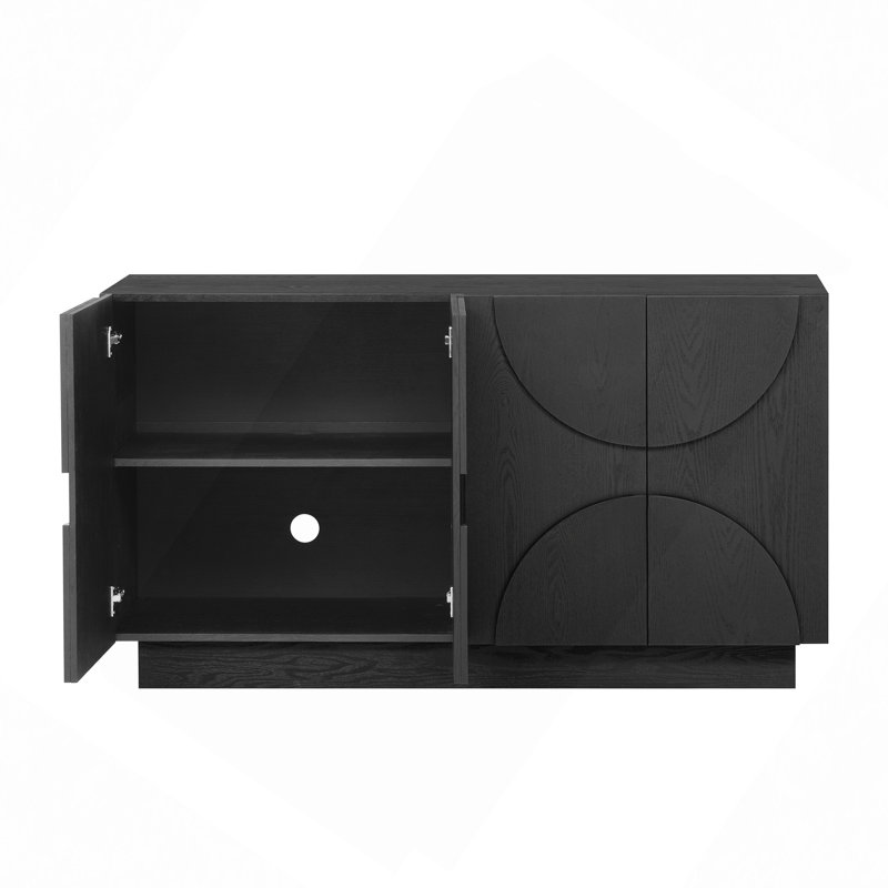 4-Door Large Storage Sideboard, Black