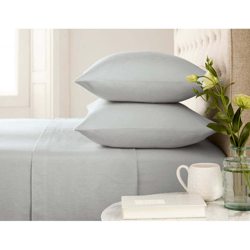 100% Brushed Cotton Fitted Sheet, Single (3'), Silver