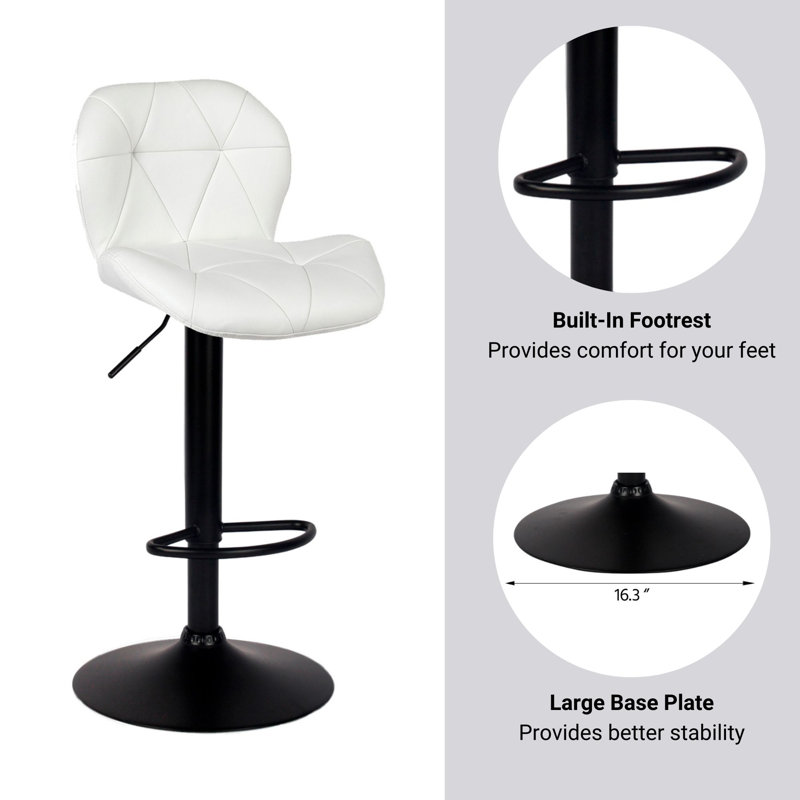 Tabouret pivotant à hauteur réglable Josephine, Blanc