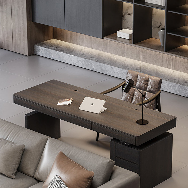 Bureau électrique à hauteur réglable de luxe italien à deux moteurs de 62,99 po, bureau d'ordinateur à domicile avec tiroirs et armoire, hauteur de 28,35 po à 53,94 po