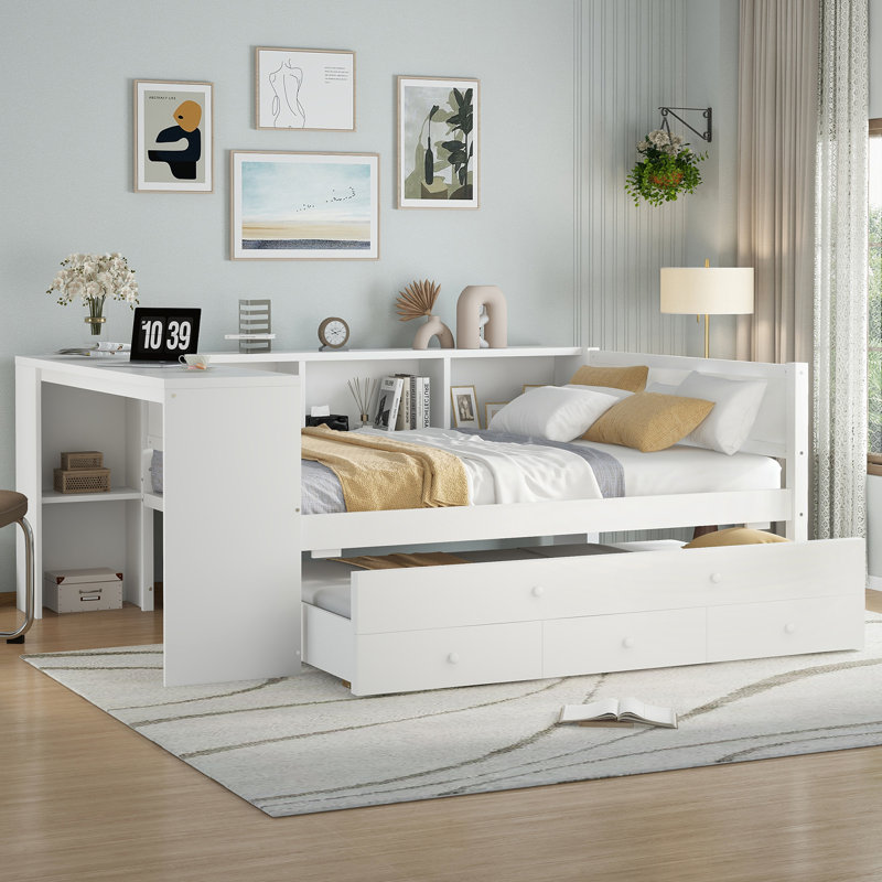 Lit de jour avec couchette, Complet/Double, Blanc