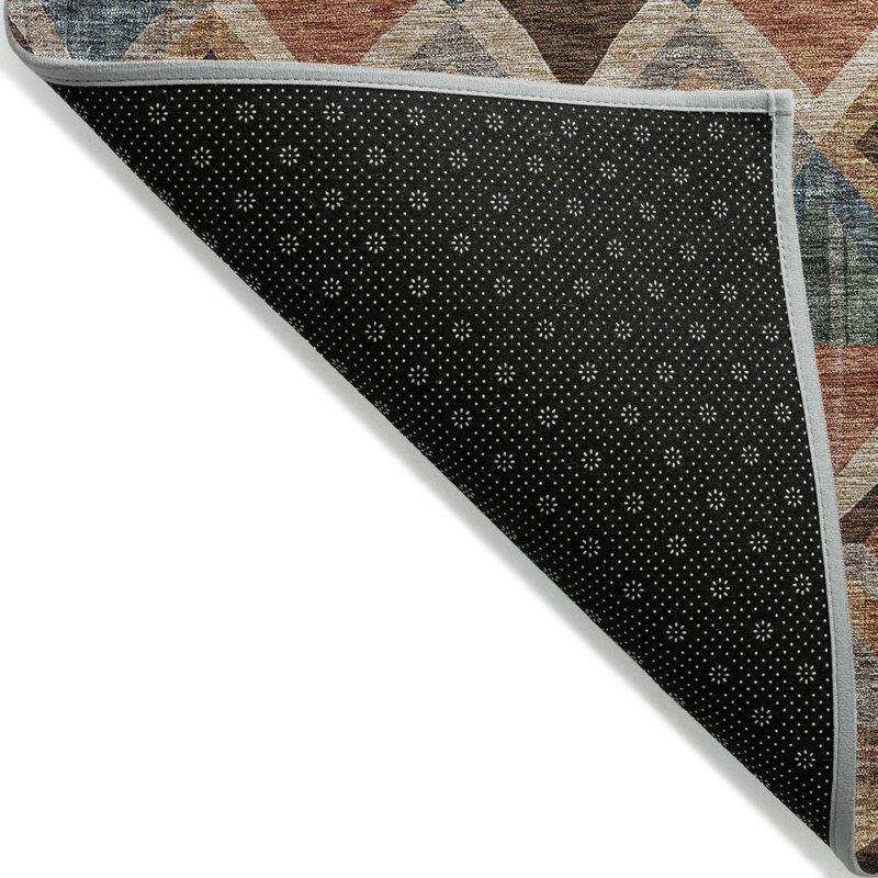 3' X 5' Brown Gray And Tan Geometric Washable Indoor Outdoor Area Rug