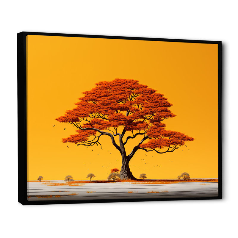 «African Tree Ambiance Savana I» sur toile, Cadre flottant noir, H 12 po x l 20 po x P 1 po