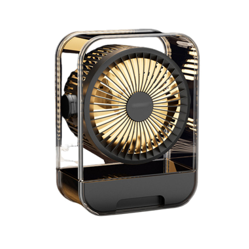 Boîte de rangement pour ventilateur de bureau circulaire avec ventilateur USB, Black