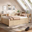 Lit de jour simple avec lit gigogne, structure de lit de jour avec tiroirs de rangement, tablettes latérales et bureau-619545195-619545193