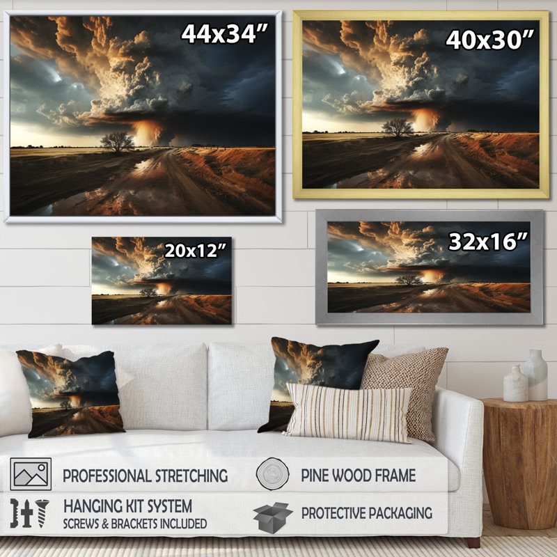 " Storm In Dakota ", Natural Floater Framed, 16" H x 32" W x 1" D