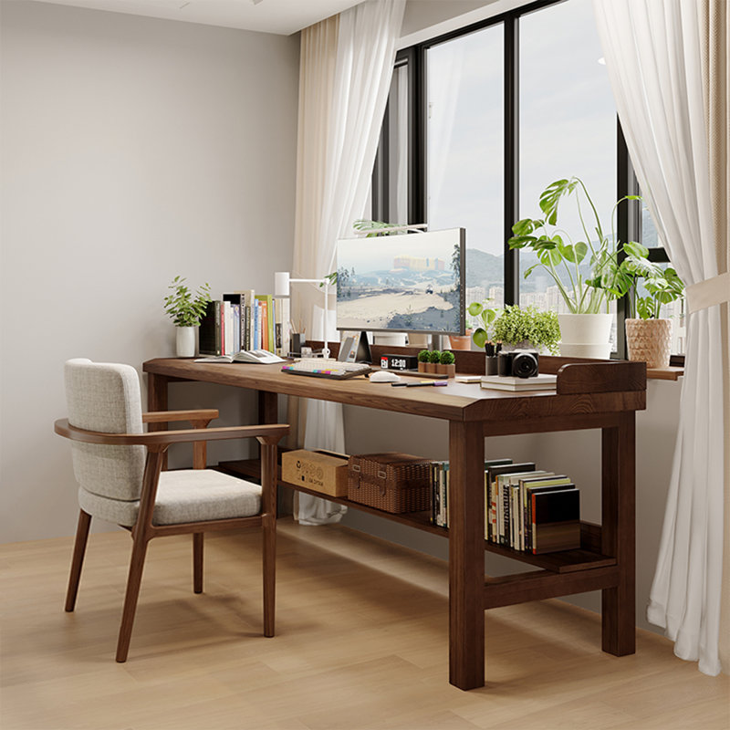 Bureau rectangulaire en bois massif brun noisette, H 31,5 po x l 78,74 po x P 23,62 po