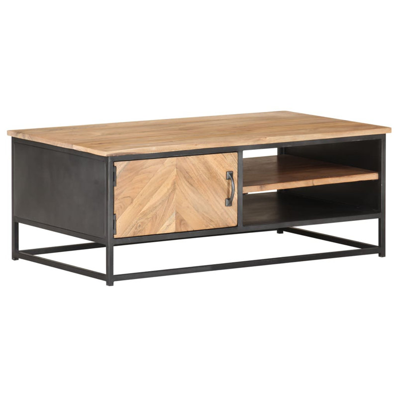 Table basse en bois d'acacia massif 35,4 po x 19,7 po x 13,8 po