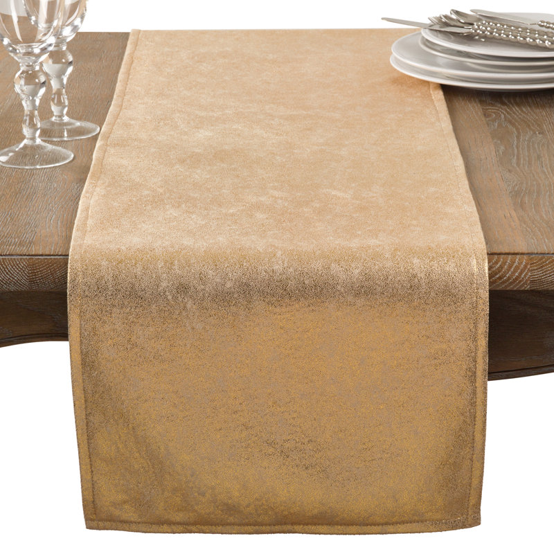 Alejandre Shimmering Evening Dinner Party Event Table Runner, Gold, 72" x 16"