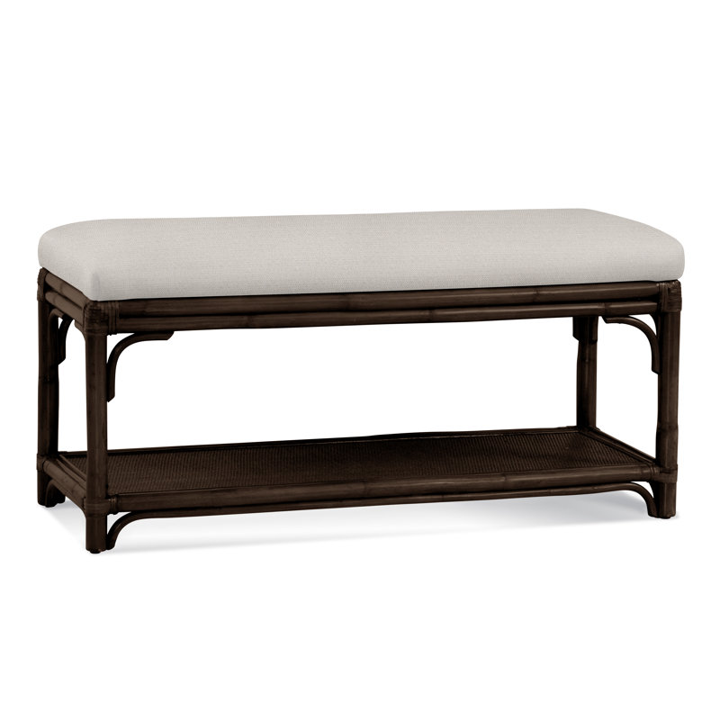 Banc de rangement en osier Summer Retreat, Café, Performance texturée blanche; 0865-91