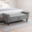 Banc de rangement rembourré en lin de 55 po de largeur pour l'extrémité du lit avec pieds en bois massif, banc beige avec rangement pour grand lit-114292832-130668633