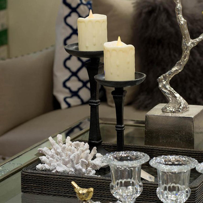Metal Tabletop Candlestick, 11" H x 6" W x 6" D