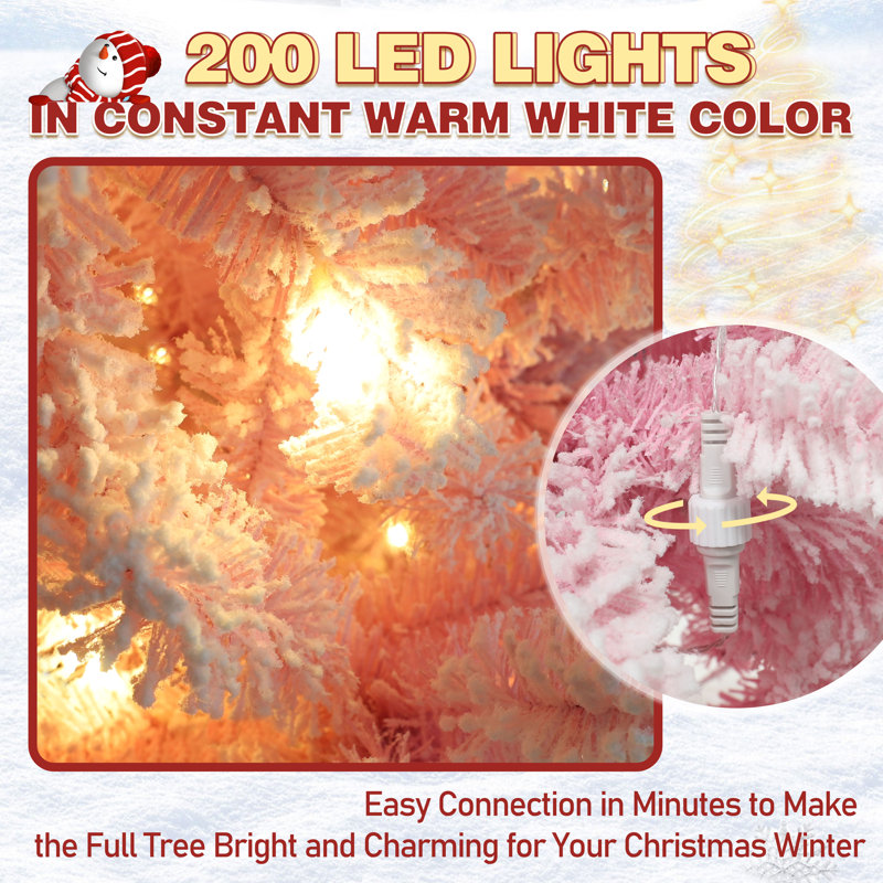 Arbre de Noël Zaid, 6', Lumières transparentes/blanches, Rose