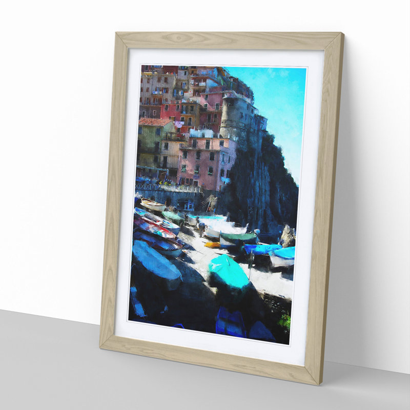 Cinque Terre in Italy Vol.1 - Picture Frame Graphic Art, 36cm H x 27cm W x 2cm D, Oak Framed