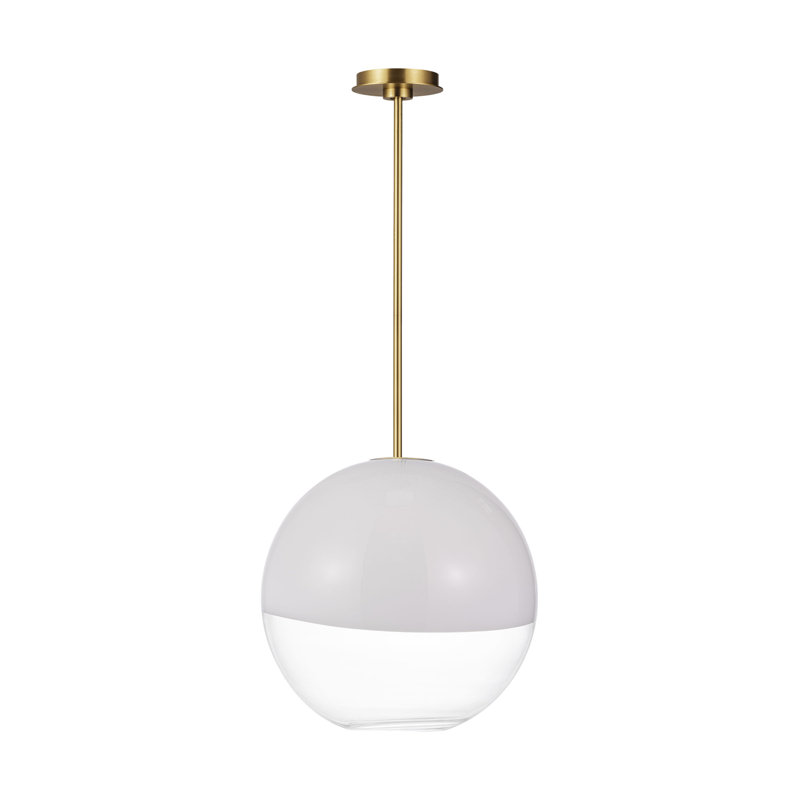 Sean Lavin Torian 1 Light Kitchen Pendant With Milk Clear Glass Mix Shade, Burnished Brass