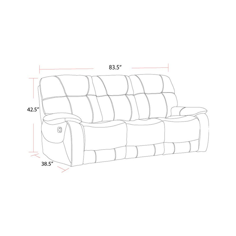 Karliyah Upholstered Reclining Sofa, Gray, 42" H x 83" W x 38" D
