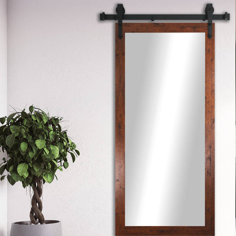 Singapore Engineered Wood Flat Mirror, 77" H x 32" W, Dark Walnut
