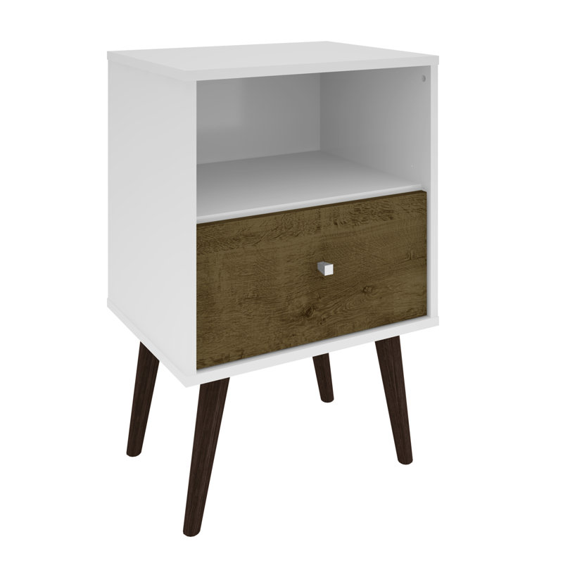 Darryl 17.72'' W Nightstand, White/Rustic Brown