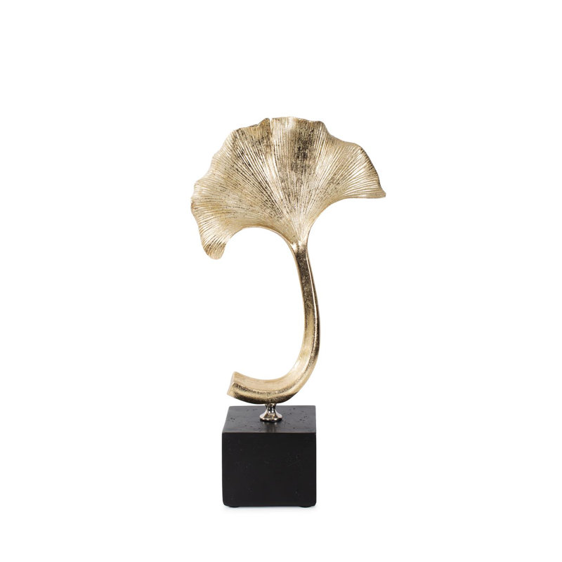 Gifu Golden Ginkgo Leaf Sculpture, 13.5" H x 7" W x 3.5" D