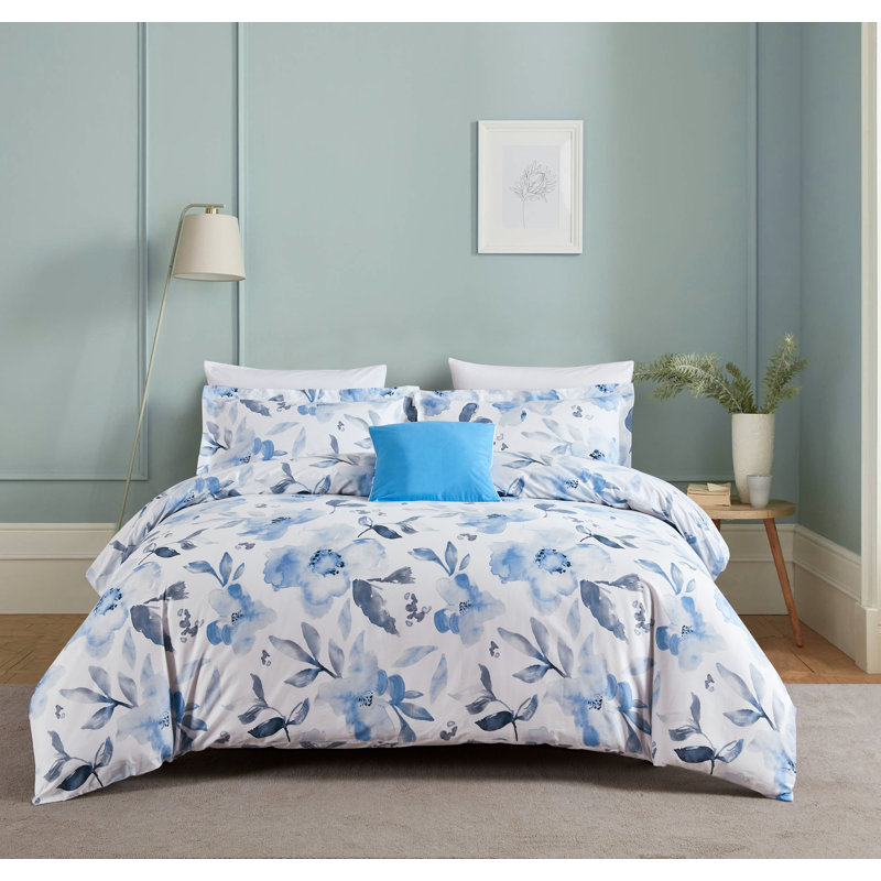 Kristlaug Cotton Sateen Floral Duvet Cover, King Duvet Cover