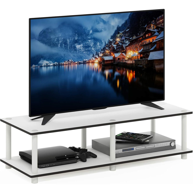  Meuble télé blanc moderne No Tools, H 10,9 po x L 41,3 po x l 15,6 po, Blanc