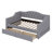 Daybed With two storage drawers And LED, Upholstered Linen Day Bed Frame With Tufted Button Backrest-909913601-909913602