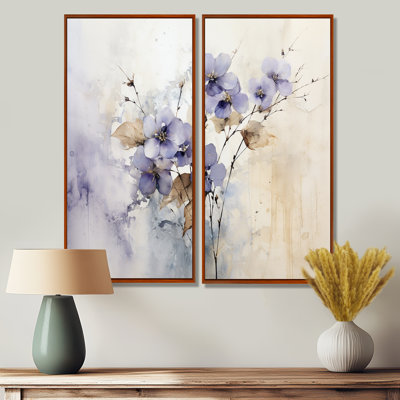 Beige And Purple Adorned Violets - Traditional Canvas Prints
