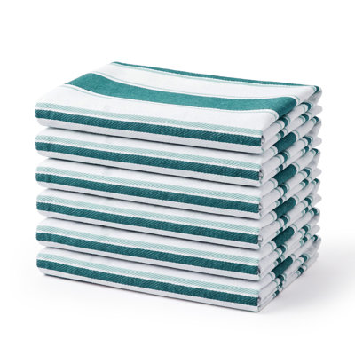 6-Pack Striped Cotton Kitchen Towels, 17.7x26.8in Absorbent Dish Towels, Quick-Drying Reusable Cleaning Cloths, Green