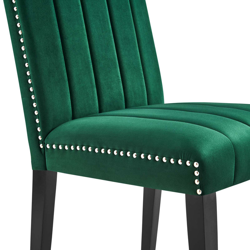 Luxe Deco Green Velvet Upholstered Parsons Side Chair
