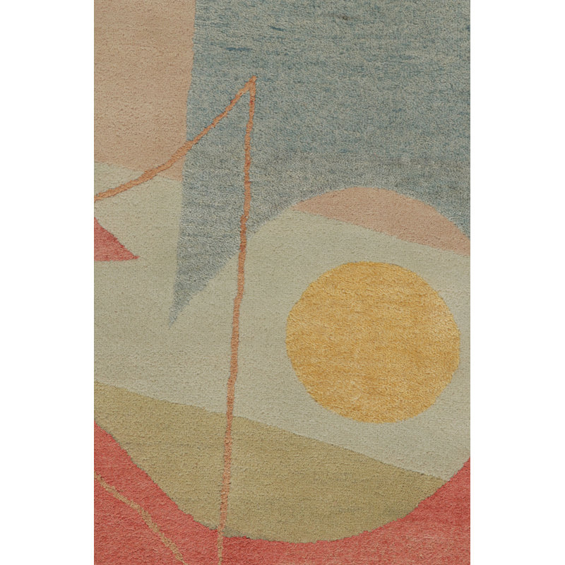 Hand Knotted Geometric Area Rug, Rectangle 6' x 9'